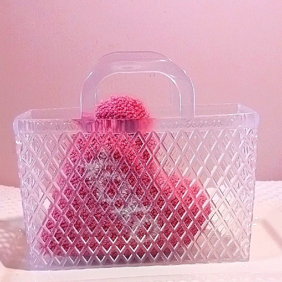 Awesome!  Geometric Jelly Tote Bag with Textured Diamond  Design. Adorable! ⚘️ - Picture 1 of 9
